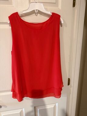 Sleeveless orange  Layered Chiffon Women's Top